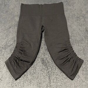 Lululemon In The Flow Crop II Leggings Womens 6 Ruched Heathered Deep Coal Yoga